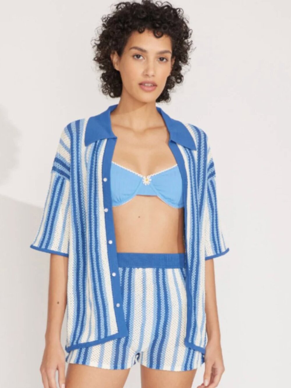 NWT Solid & Striped The Dahlia Top in Marina Blue Stripe M Medium